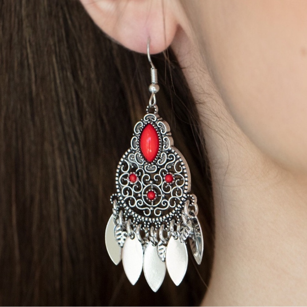 Paparazzi Galapagos Glamping Earrings in Red